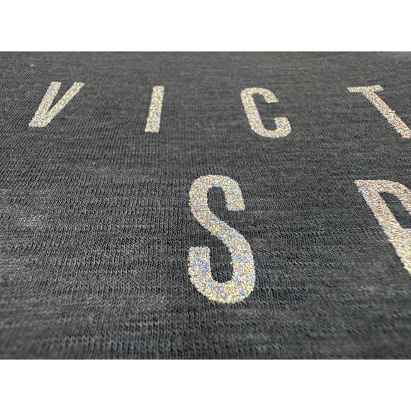 Victoria's Secret Sport Women Activewear Yoga Sweatshirt XS Black Glitter Logo - Picture 3 of 12